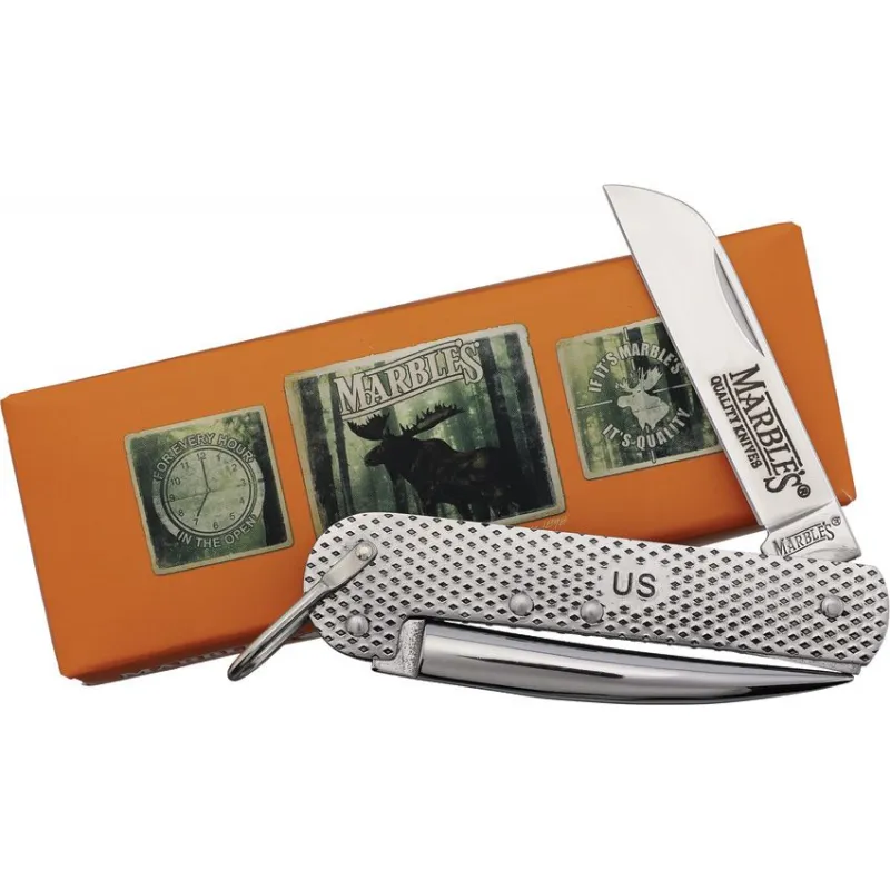 Marbles GI US UK EDC Pocket Knife with Marlin Spike - 2.36" Sheepsfoot Stainless Steel Blade Cyclaire Knives and Tools