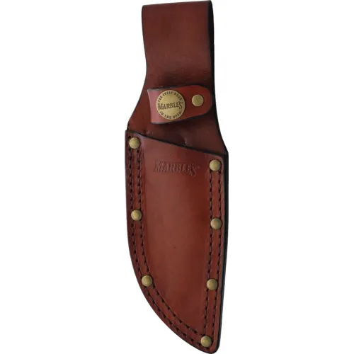 Marbles Hunter Nessmuk Green - 5" Stainless Steel Blade Green Canvas Micarta Brown Leather Belt Sheath