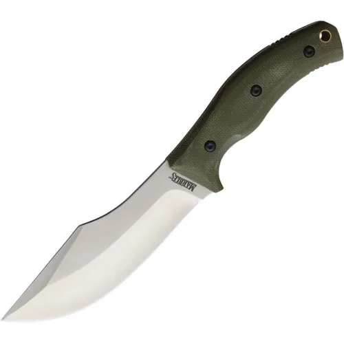 Marbles Hunter Nessmuk Green - 5" Stainless Steel Blade Green Canvas Micarta Brown Leather Belt Sheath