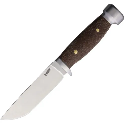 Marbles Canoe Fixed Blade Knife - 4.5" Stainless Steel Blade Brown Burlap Micarta Handle