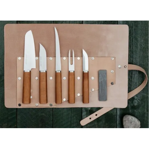 Marttiini Cabin Chef Knife Set - 6 Piece Set with Leather Knife Roll