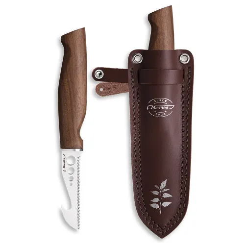 Marttiini Herb Knife Keraaja - 2.75" Stainless Steel Blade Heat Treated Birch Handle Leather Sheath