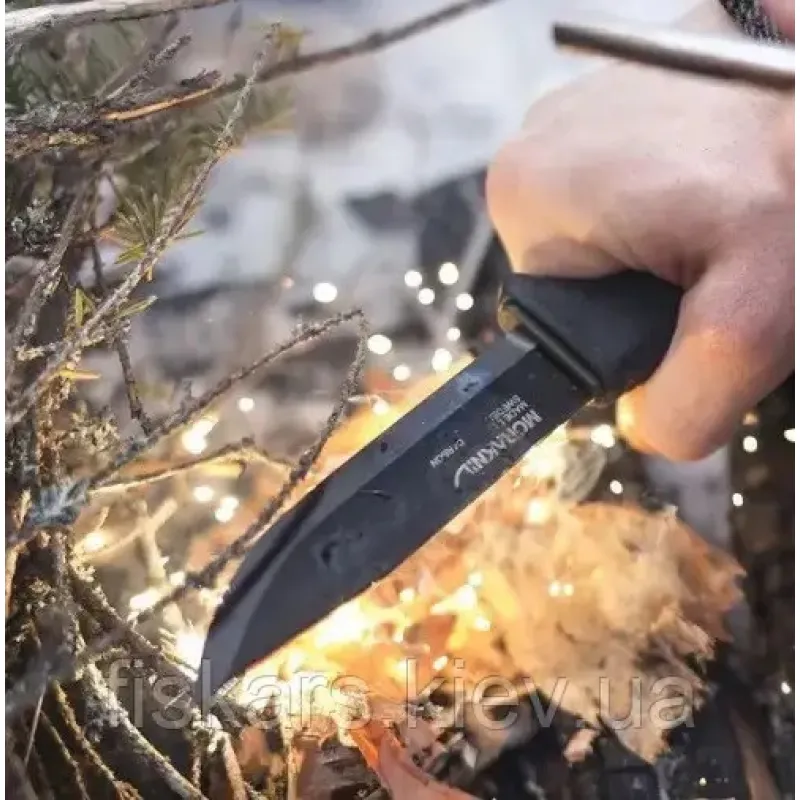 Morakniv Bushcraft Survival Knife Black - 4.1" Black Carbon Steel Blade Fire Steel and Knife Sharpener Cyclaire Knives and Tools