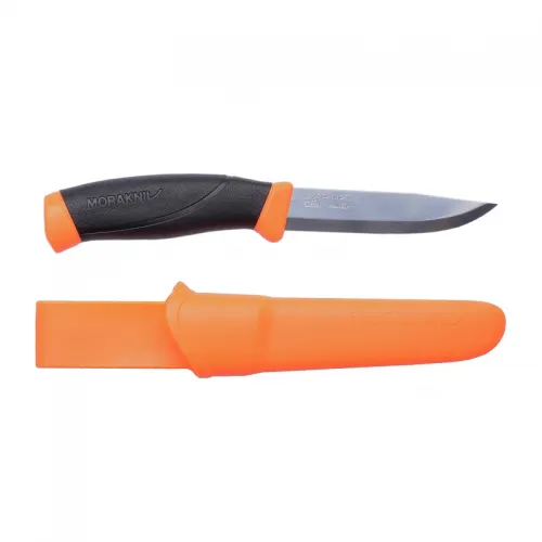 Morakniv Companion Heavy Duty Fixed Blade Knife - 4.09" Carbon Steel Blade Orange and Black Handle