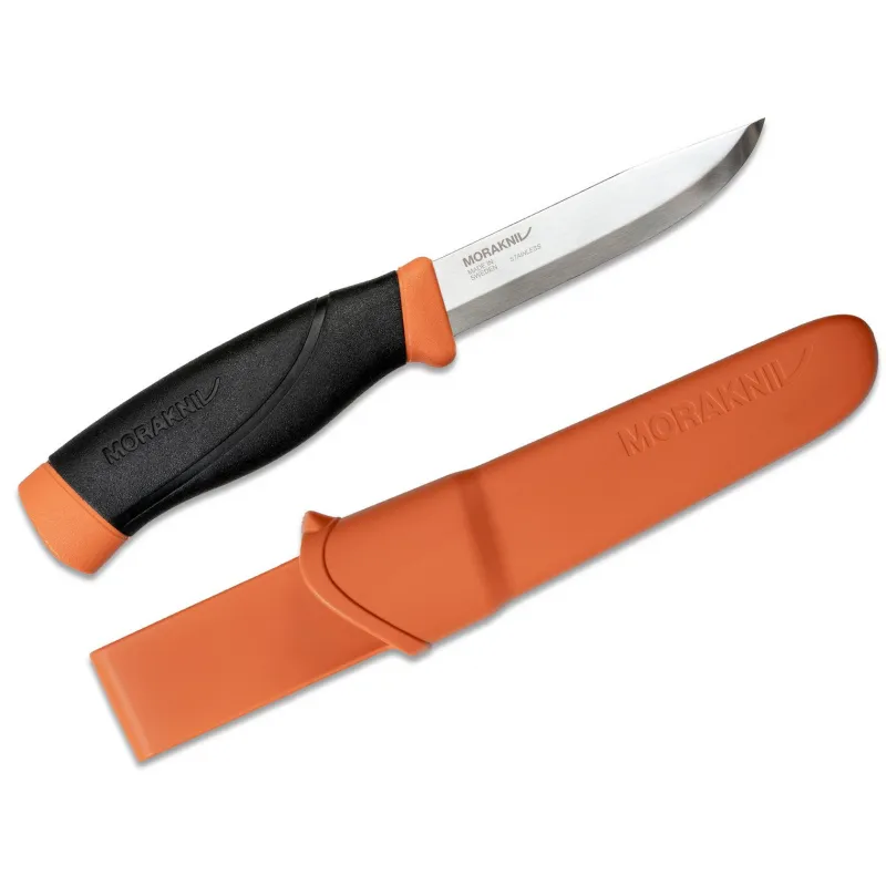 Morakniv Companion Orange Heavy Duty Knife - 4.1" Stainless Steel Blade Burnt Orange Handle and Sheath Cyclaire Knives and Tools