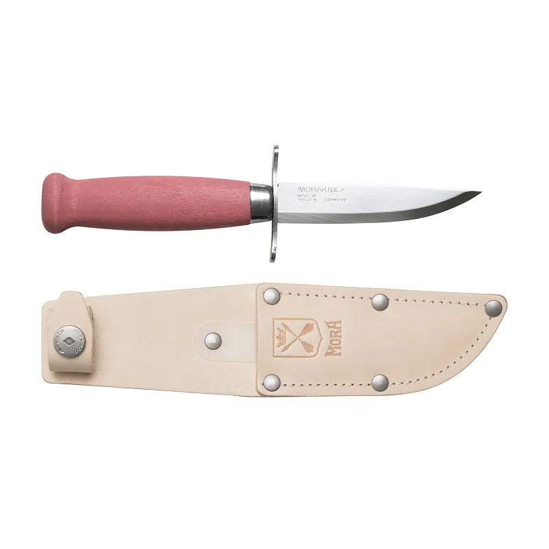 Mora Scout 39 Lingonberry - 3.38" Stainless Steel Blade Finger Guard Leather Sheath Cyclaire Knives and Tools