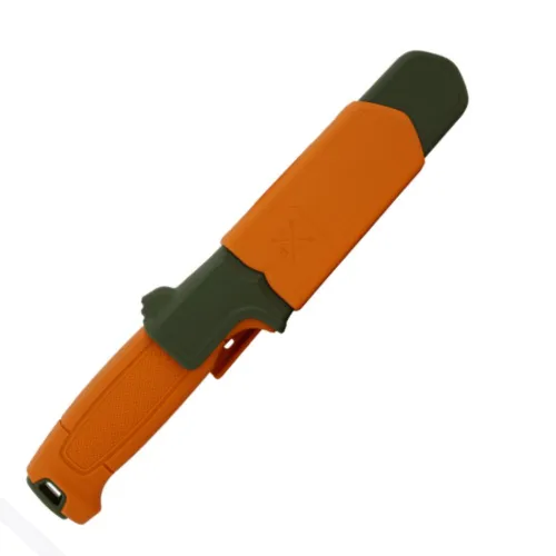 Morakniv Amberg Hunting Full Flat Fixed Blade Knife - 4.25" 14C28N Steel Blade Orange Green Handle