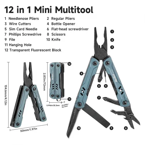 NexTool UK EDC Mini Sailor S11 Pro MultiTool Gray and Blue