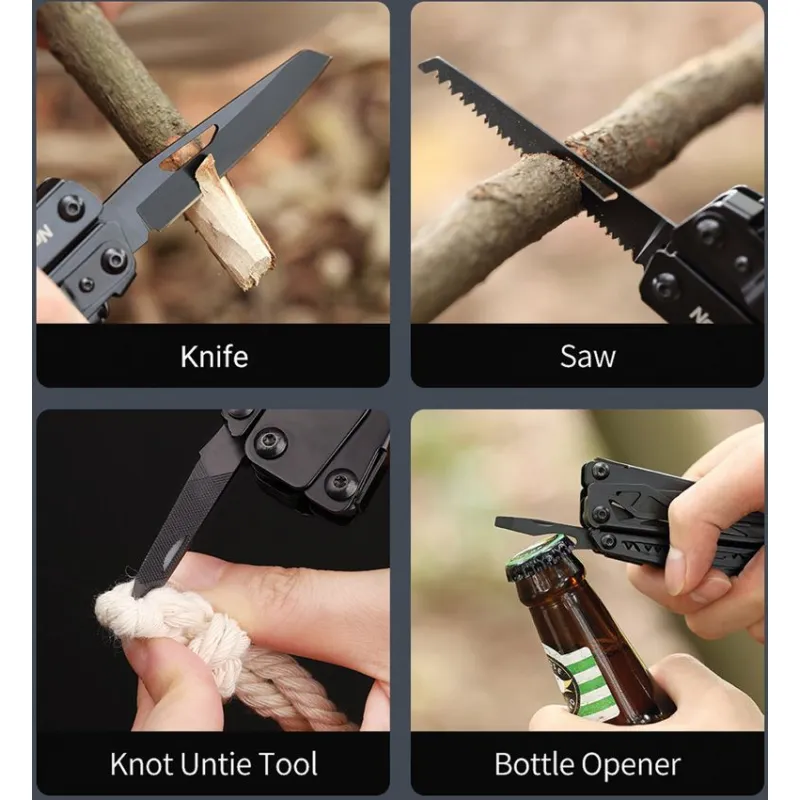 NexTool Black Knight 11-in-1 Multi-Tool with Bit Set Black Stainless Steel Handle Cyclaire Knives and Tools