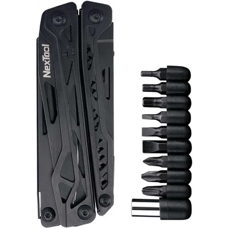 NexTool Black Knight 11-in-1 Multi-Tool with Bit Set Black Stainless Steel Handle Cyclaire Knives and Tools