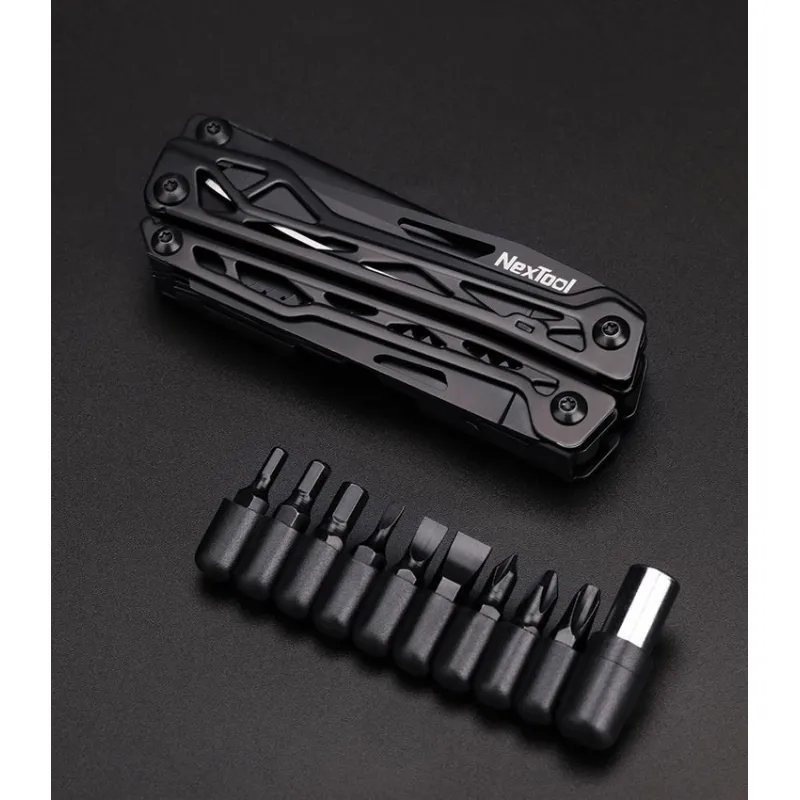 NexTool Black Knight 11-in-1 Multi-Tool with Bit Set Black Stainless Steel Handle Cyclaire Knives and Tools