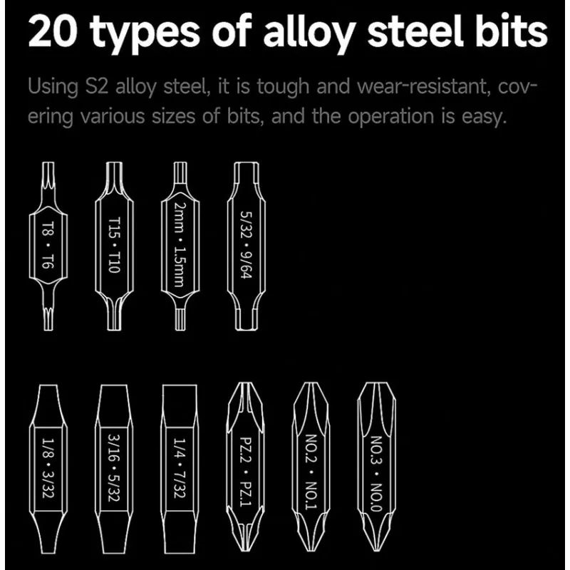 NexTool 10 Double Ended Magnetic Bits for Flagship Captain and Pocket Tool E1 Cyclaire Knives and Tools