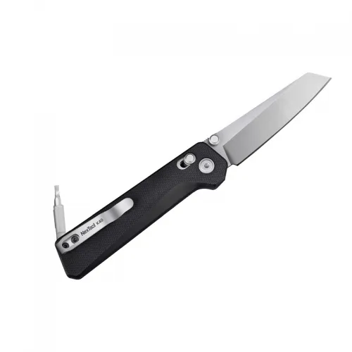 NexTool Knight K40 Folding Knife with 4mm Bit Driver – 3" Sandvik 14C28N Blade Black G10 Handle