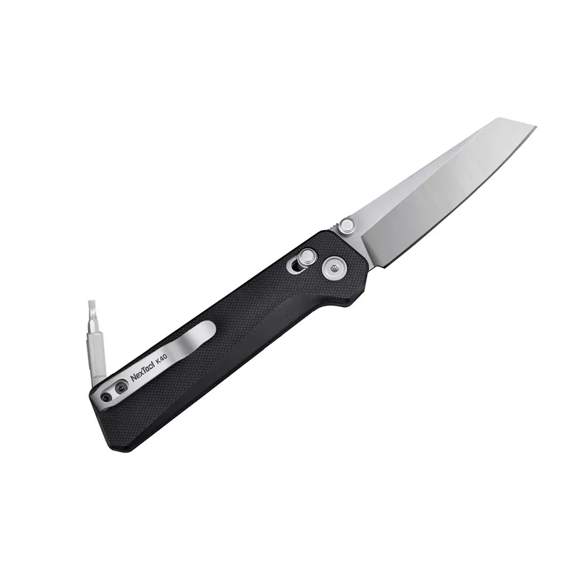NexTool Knight K40 Folding Knife with 4mm Bit Driver – 3" Sandvik 14C28N Blade Black G10 Handle Cyclaire Knives and Tools