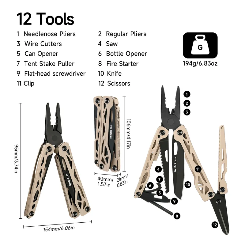 NexTool Camper Pliers CP10 12-in-1 Multi-Tool