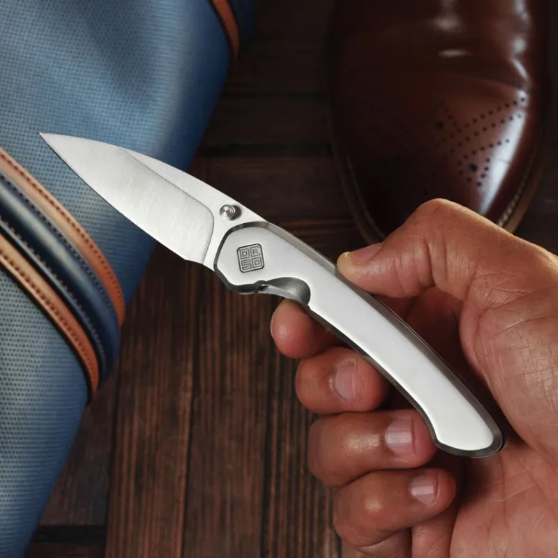 Ocaso Knives Seaton Large Pocket Knife - 2.75" Blade Silver Stainless Steel Handle Cyclaire Knives and Tools