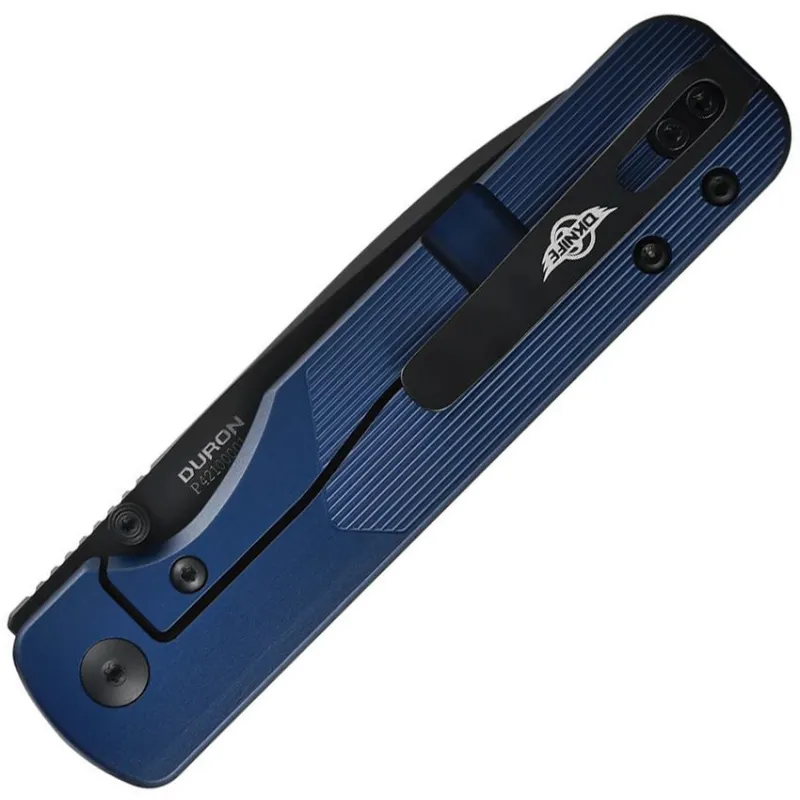 Oknife Duron Folding Knife - 3.5" Black PVD Coated Nitro-V Blade Navy Blue OAL Super Aluminum Handle Cyclaire Knives and Tools