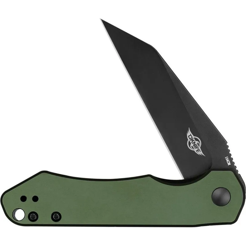 OKnife Freeze Linerlock Folding Knife - 3.25" Black 154CM Wharncliffe Blade OD Green Aluminum Handle Cyclaire Knives and Tools