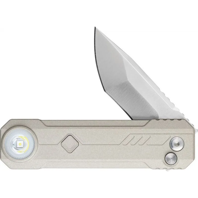 OKnife LK Button Lock Folding Knife with Integrated Rechargeable 400 Lumen White Torch - 2.5" M390 Blade Cyclaire Knives and Tools