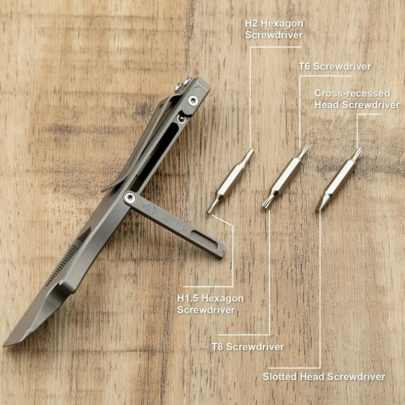Oknife O-Pry 2 Multi-Tool Titanium - Pry, Screwdriver, 6 Sizes of Bits, Bottle Opener and More Cyclaire Knives and Tools