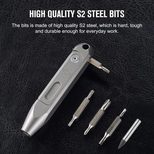 Oknife Otacle D1 Screwdriver Set Pocket Tool - 8 Sizes of Screwdriver Bits Grey Titanium