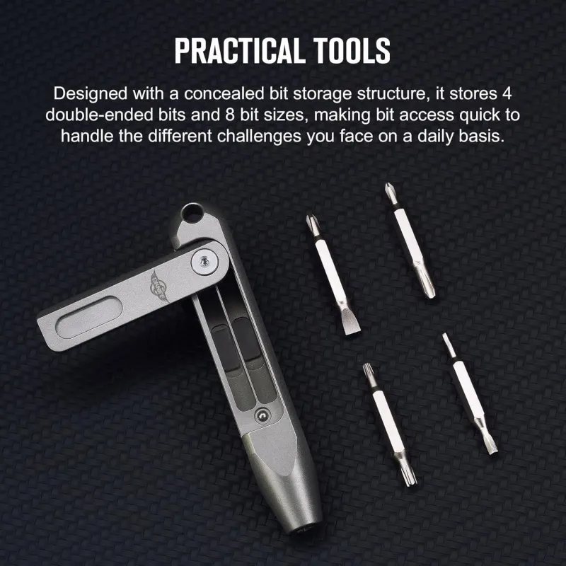Oknife Otacle D1 Screwdriver Set Pocket Tool - 8 Sizes of Screwdriver Bits Grey Titanium Cyclaire Knives and Tools