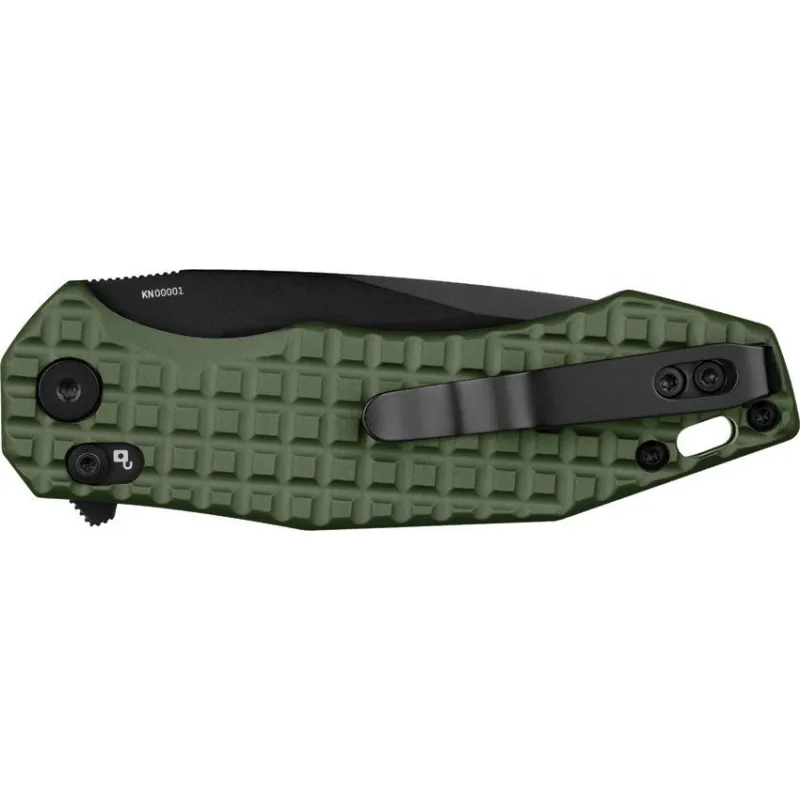 OKnife Spurdog Linerlock Folding Knife - 2.88" Black D2 Steel Blade OD Green Frag Pattern Aluminum Handle Cyclaire Knives and Tools
