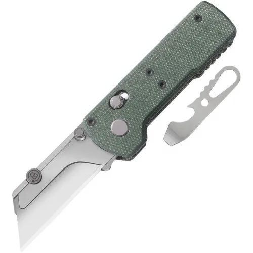 Oknife Otacle U1 Folding Utility Knife - 2.23" SK5 Razor Blade Green Micarta Handle