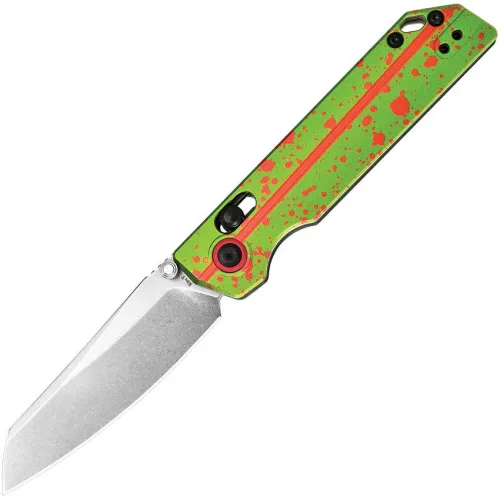 Oknife Limited Edition XEN Zombie Green Folding Knife - 3.25" Nitro-V Blade Anodized Aluminum Handle