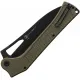 Ontario Camp Plus Folding Knife - 5.5" Black Powder Coated Cleaver Blade Green Handle Cyclaire Knives and Tools