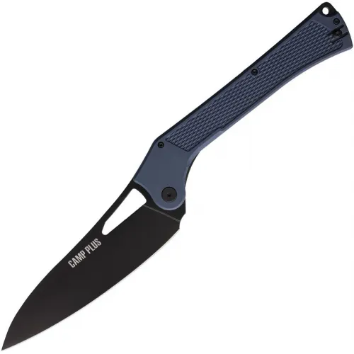 Ontario Camp Plus Folding Knife - 5.5" Black Powder Coated Cleaver Blade Grey Handle
