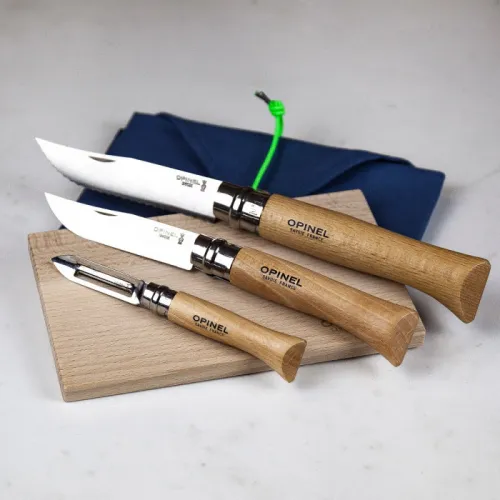 Opinel Nomad Cooking Kit with No.12 Knife Corkscrew Bottle Opener Peeler Cutting Board
