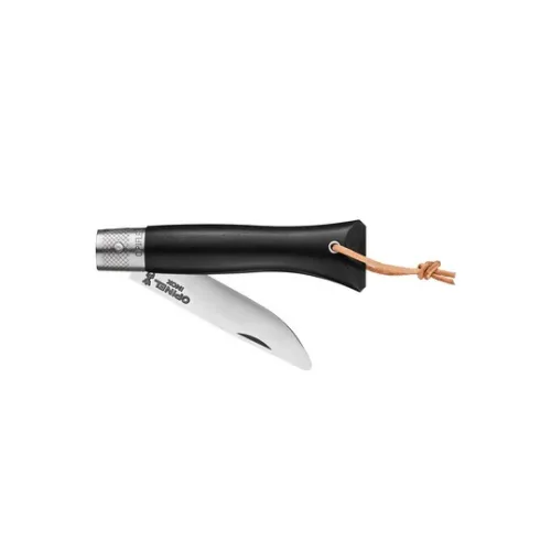 Opinel Neo6 Opiflex UK EDC Folding Knife - 2.75" Stainless Steel Rounded Tip Blade Ebony Wood Handle