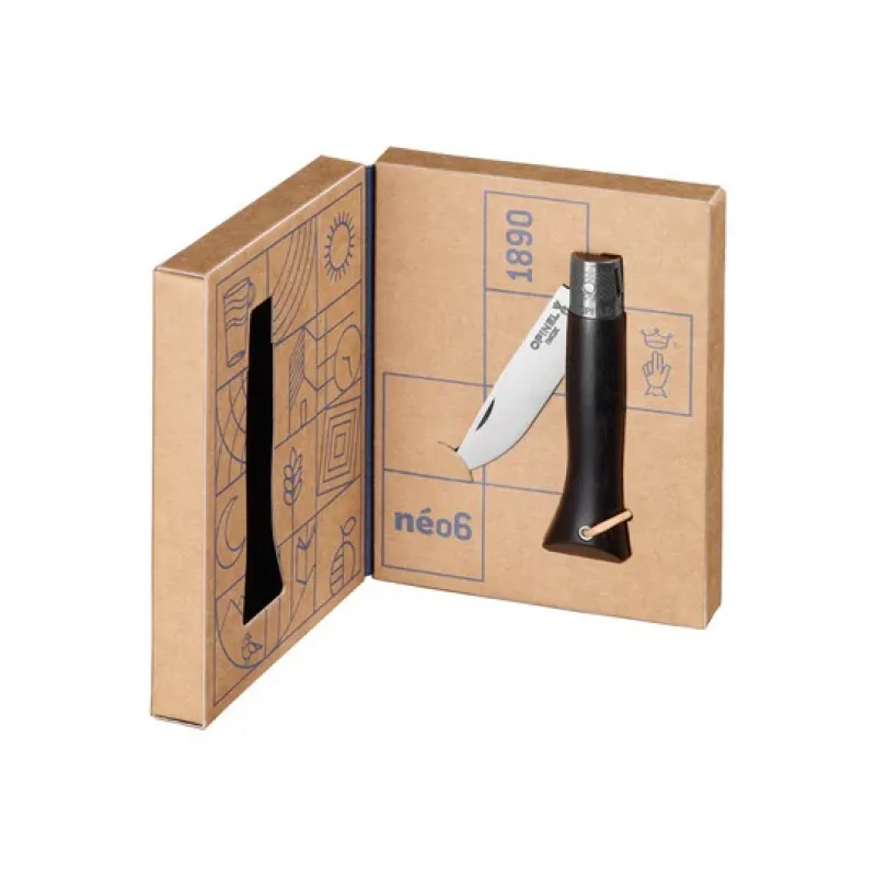Opinel Neo6 Opiflex UK EDC Folding Knife - 2.75" Stainless Steel Rounded Tip Blade Ebony Wood Handle Cyclaire Knives and Tools