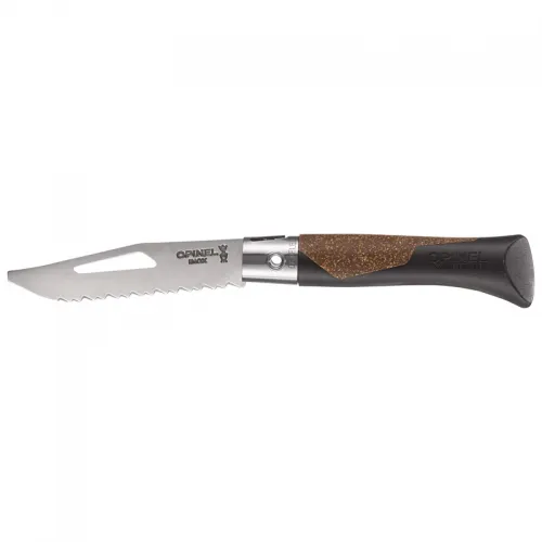 Opinel Neo7 Alpine Linden Folding Knife - 3.2" Serrated Stainless Steel Blade Polypropylene and Cork Dark Brown Handle