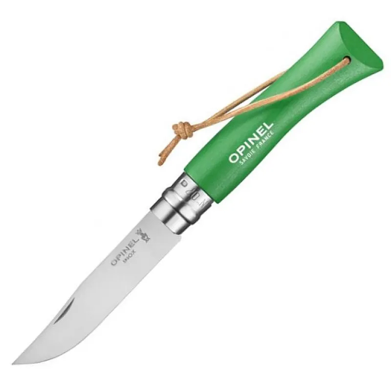 Opinel No.7 Green Colorama Pocket Knife - 3.14" Stainless Steel Blade Cyclaire Knives and Tools