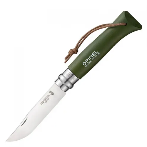 Opinel No.8 Folding Pocket Knife Kharki Green - 3.34" Stainless Steel Blade Khaki Green Wood Handle