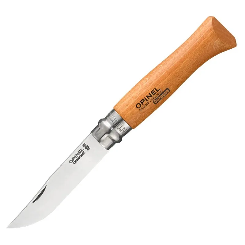 Opinel No.9 Beechwood Pocket Knife - 3.54" Carbon Blade Cyclaire Knives and Tools