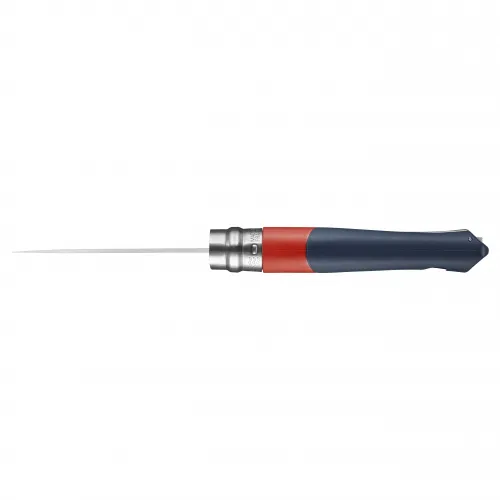 Opinel No.9 Ocean Red Water Sports Knife - 3.54" Part Serrated Blade with Marlin Spike Red Grey Handle 