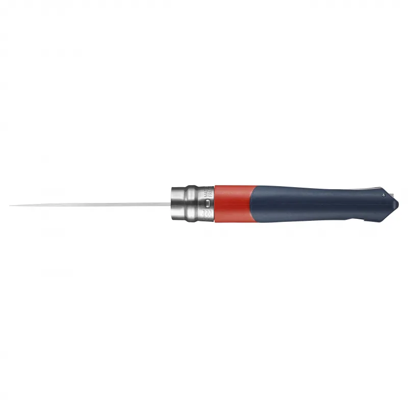 Opinel No.9 Ocean Red Water Sports Knife - 3.54" Part Serrated Blade with Marlin Spike Red Grey Handle  Cyclaire Knives and Tools