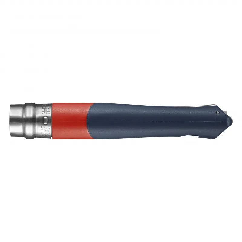 Opinel No.9 Ocean Red Water Sports Knife - 3.54" Part Serrated Blade with Marlin Spike Red Grey Handle  Cyclaire Knives and Tools