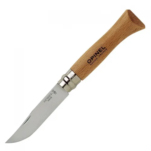 Opinel No.6 Folding Pocket Knife - 2.75" Stainless Steel Blade Beechwood Handle