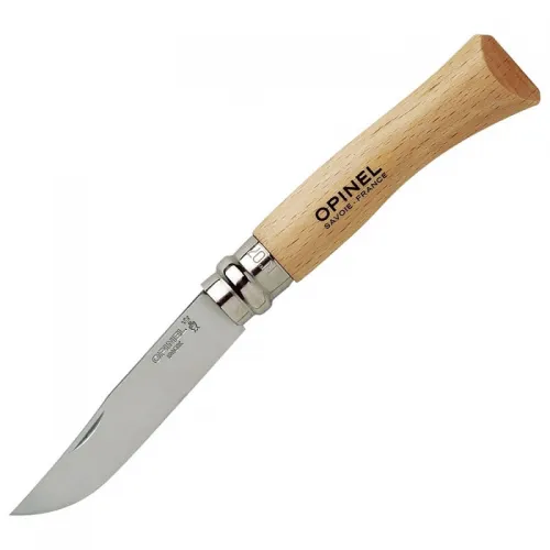 Opinel No.7 Folding Pocket Knife -  3.14" Stainless Steel Blade Beechwood Handle
