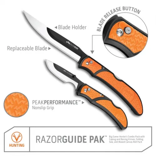 Outdoor Edge RazorGuide Pak - Compact Hunting Kit with Waxed Canvas Roll