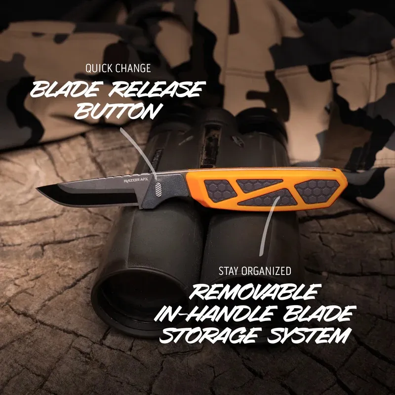 Outdoor Edge Razor APX Game Knife - 2.5" Removable Blades Corrosion Resistant Frame Handle Cyclaire Knives and Tools