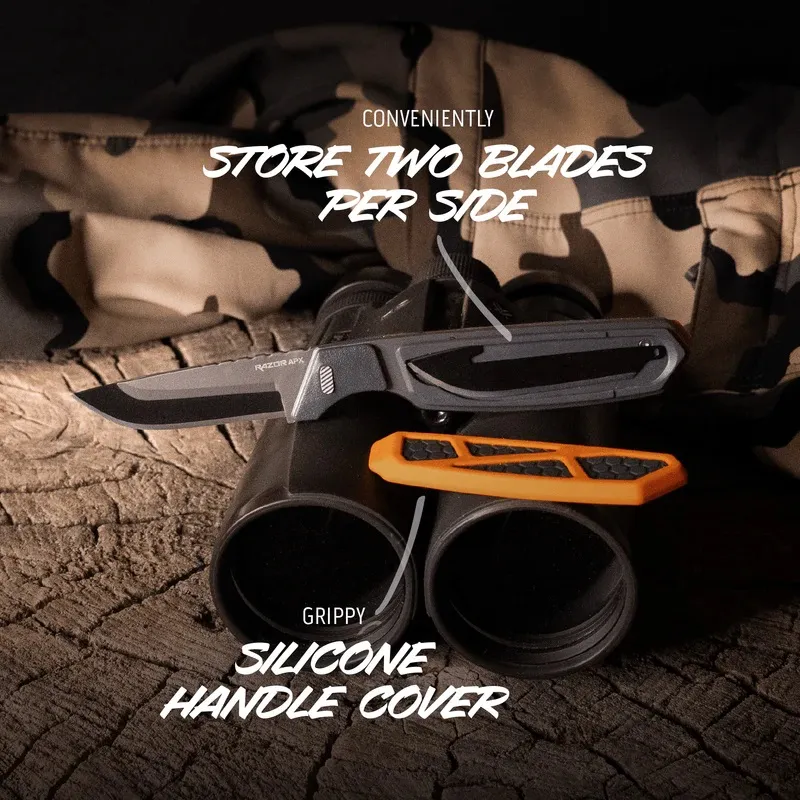 Outdoor Edge Razor APX Game Knife - 2.5" Removable Blades Corrosion Resistant Frame Handle Cyclaire Knives and Tools