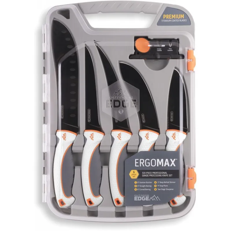 Outdoor Edge ErgoMax 6 Piece Professional Grade Processing Knife Set Cyclaire Knives and Tools