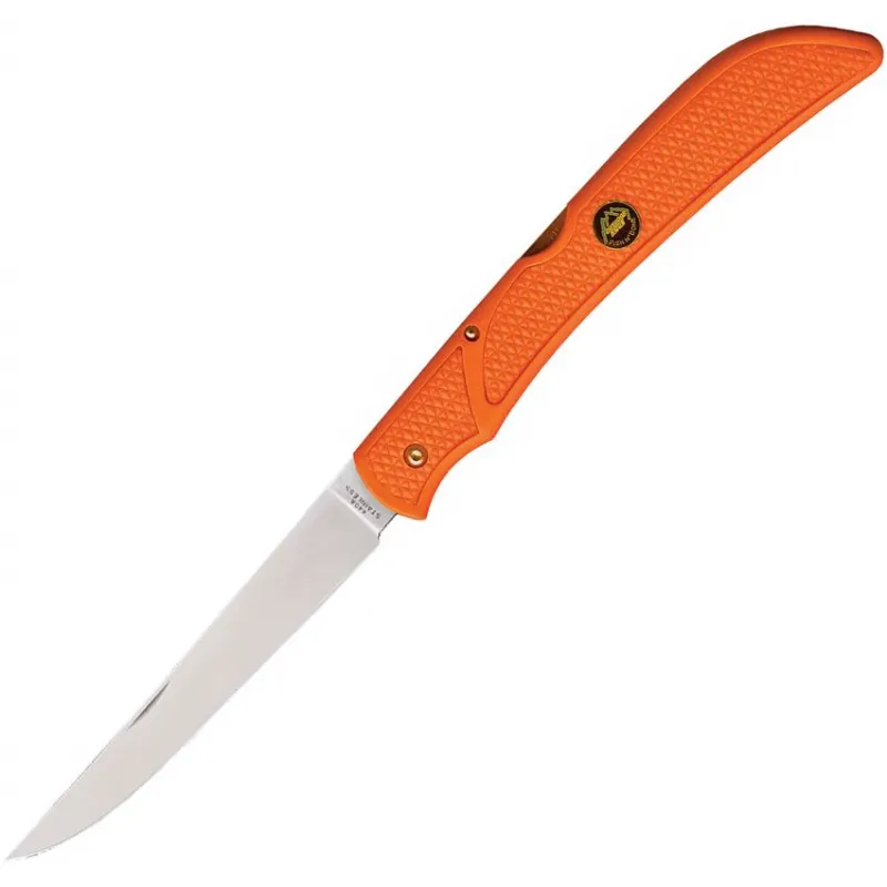 Outdoor Edge Field Bone Fillet and Boning Knife 5" Stainless Steel Blade, Orange Zytel Handles Cyclaire Knives and Tools