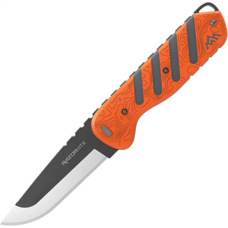 Outdoor Edge Razor HTX Fixed Blade Game Knife - 3.5" and 5" Blade Orange and Grey Rubberized Aluminum Handle Cyclaire Knives and Tools