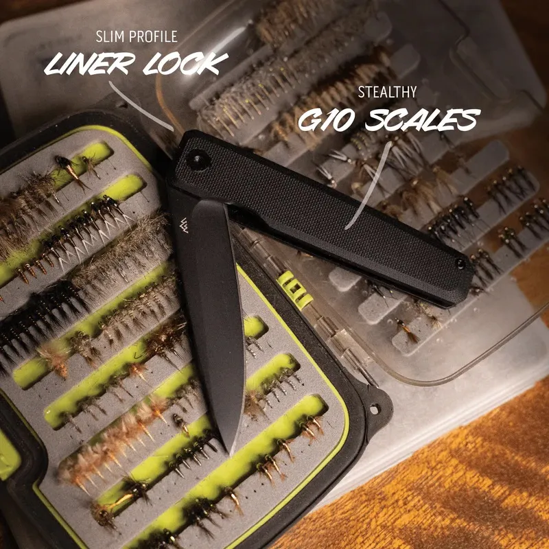 Outdoor Edge Peleus Pocket Knife - 3.3" Black Blade Black G10 Handle Cyclaire Knives and Tools